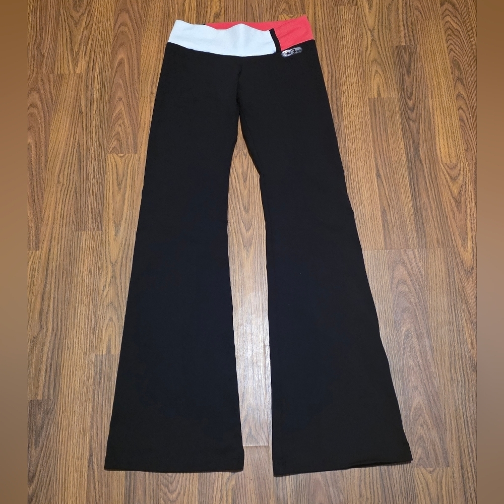 Bia Brazil Women's Flare Leggings Xs Black Pink White Trim Made in Brazil E98